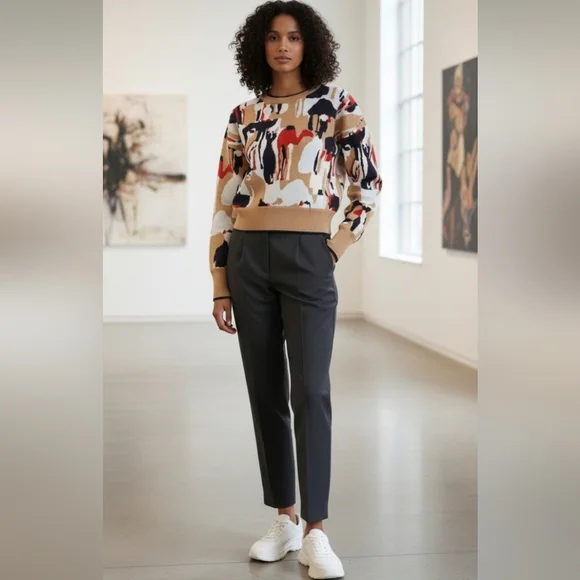 NWOT GREY Jason Wu Camel Intarsia Wool Blend Sweater Size M - Picture 2 of 16